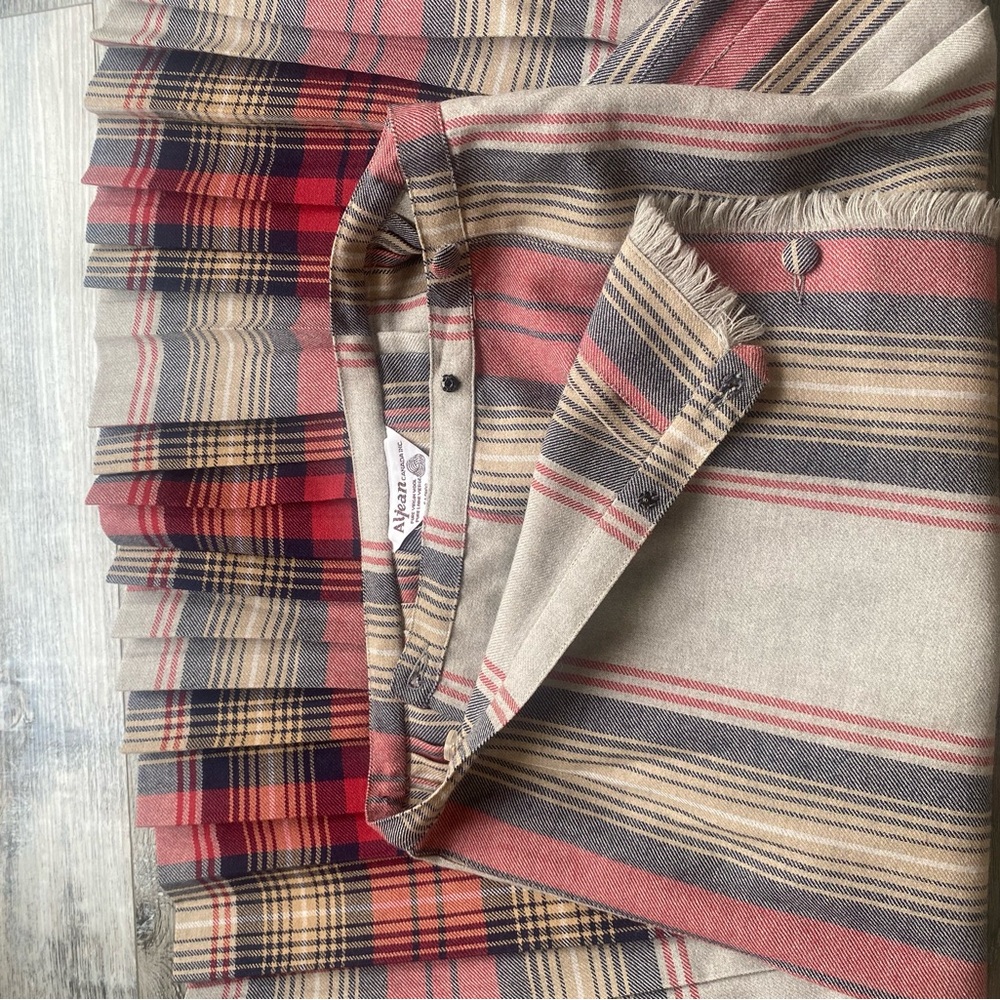 Vintage Wool Plaid Wrap Around Skirt A-Line Skirt in Red and Tan - Picture 10 of 12